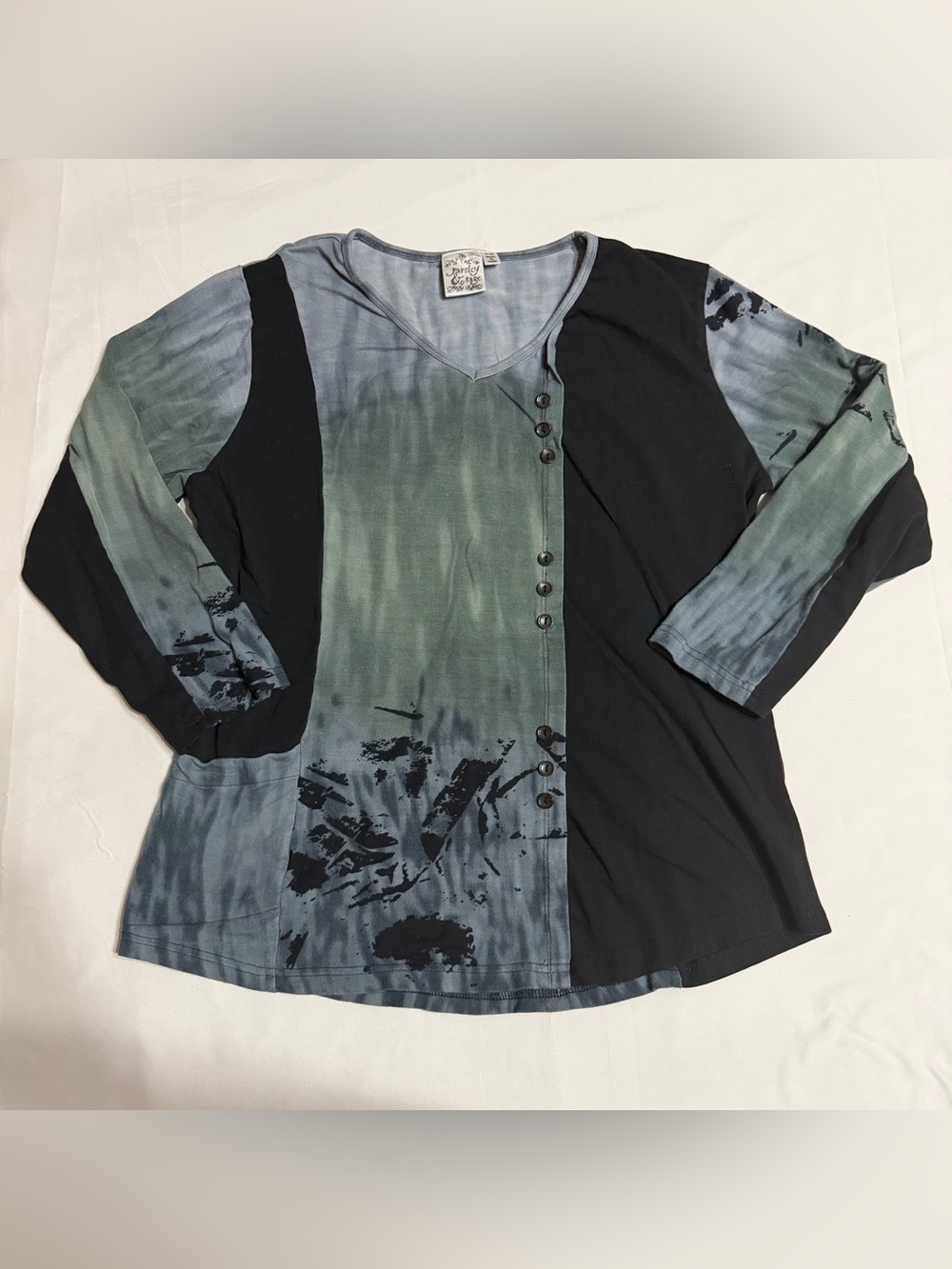 Parsley & Sage Rayon Asymmetric Button Pocket Tunic Top - PM